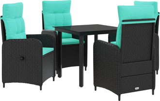 vidaXL Conjunto De Comedor De Jard&iacute;n 5 Uds. Negro Y Turquesa Vidaxl