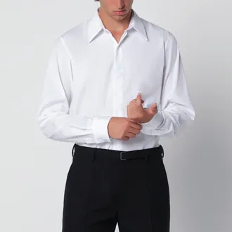 Dries Van Noten Camicia bianca in popeline di cotone