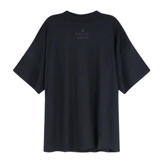 Gucci Tops, Heren, Zwart, M, Modal Jersey T-shirt met Print