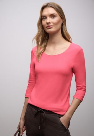 Street One 3/4-Arm-Shirt STREET ONE Style Pania, Damen, Gr. 40, striking coral, Jersey, Obermaterial: 50% Baumwolle, 50% Modal. Futter: 100% Baumwolle, unifarben