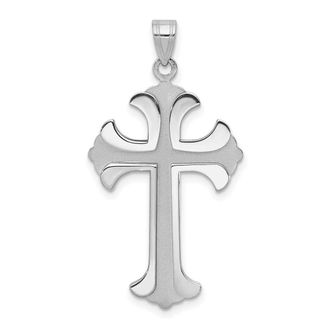 Diamond2Deal 14k White Gold Fleur De Lis Cross Pendant