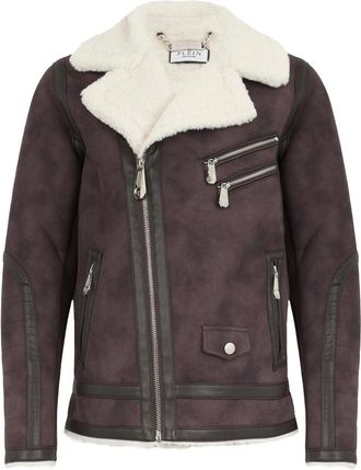 Philipp Plein Jassen, Heren, Bruin, 3Xl, Eco Shearling Jacket