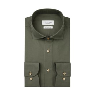 Profuomo Heren, Overhemden, Groen, Maat: XL Katoen