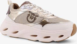 Pinko Womens Sneakers Gold Leather-Nylon Trainers Leather/nylon
