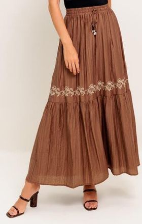 Flying Tomato Embroidered Maxi Skirt in Brown at Nordstrom Rack, Size Medium