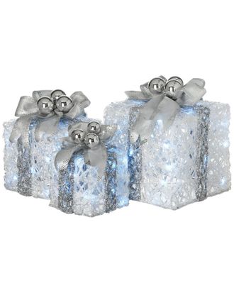 National Tree Company Glittered White Gift Boxes