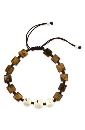 Caputo & Co. Faceted Square Bracelet in Yellow Tiger Eye at Nordstrom