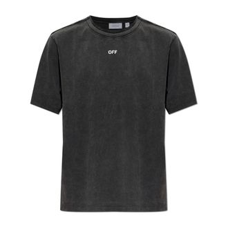 Off-white Tops, Heren, Zwart, M, Katoen, Vintage-Effect T-Shirt