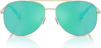 Michael Kors Perledo 58mm Polarized Pilot Sunglasses in Light Gold /Blue Polar at Nordstrom