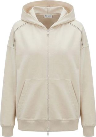 Brunello Cucinelli Sudadera con cremallera de algod&oacute;n - Sweatshirts & Hoodies - Mujer - Beige - M