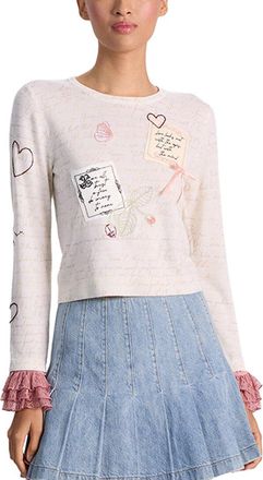 Alice & Olivia Alice + Olivia Carolann Script Letter Wool-Blend Sweater