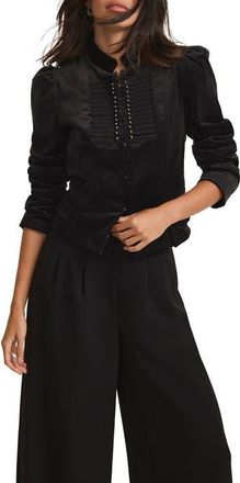 Mint Velvet Velvet Military Jacket in Black at Nordstrom, Size Large