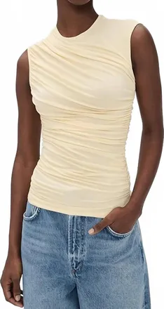 A Gold E Ester Twist Tank Top In Lemon Drop