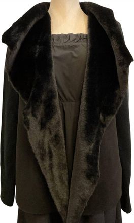 Julie Brown Womens Crochet Cardigan With Fur Neckline In Black