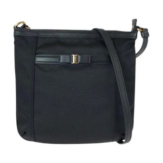 Ferragamo Pre-owned Cross Body Bags, female, Black, Size: ONE SIZE Pre-owned Vara Ribbon Nylon Leather Shoulder Bag