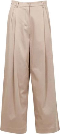 Max Mara S Pantalon - Dames - Wijde Broeken - Beige - M - Katoen - Broeken