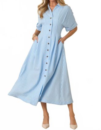 THML Clothing Maddy Midi Dress In Light Blue