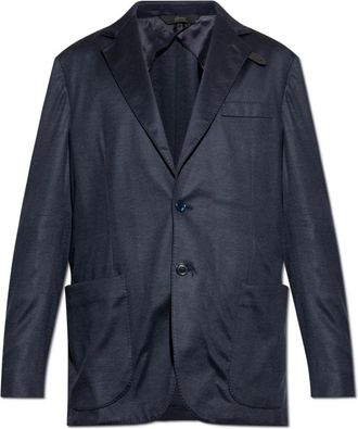 Brioni Blazer met ruitpatroon - Heren - Blazers - Blauw - XL - Wol - Jassen