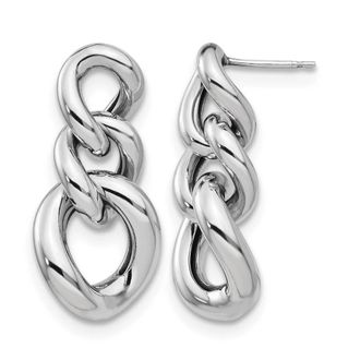 Diamond2Deal Sterling Silver Polished Link Drop Dangle Earrings