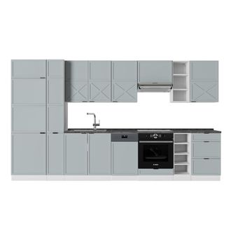 Vicco Mueble De Cocina Fame-line, Azul Claro-gris-blanco, 355 Cm, Et Antracita, Vicco