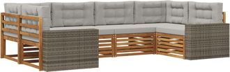 vidaXL Conjunto De Sof&aacute;s De Exterior 6 Uds. Natural Y Gris Claro Vidaxl