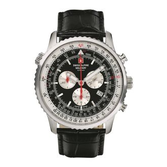 Swiss Alpine Military Accessoires, Heren, Zwart, ONE Size, Leer, Chronograph 7078.9537