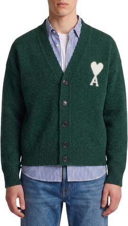 Ami Green V Neck Cardigan