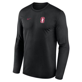Nike Stanford Sideline Legend Small Logo Nike Mens Dri-FIT College Long-Sleeve T-Shirt in Black | 02TJ00ASDN-HE3