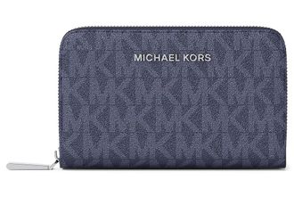 Michael Kors Jet Set Small Zip Around Card Case Womens Coin Purse Dress Blues, Leather