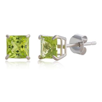 MAX + STONE 10k Yellow or White Gold 5mm Princess Cut Gemstone Stud Earrings