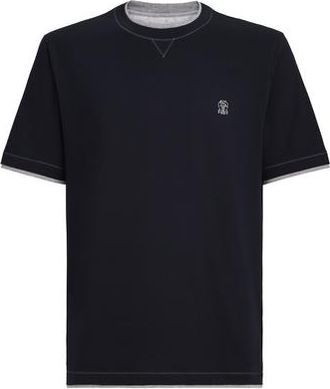 Brunello Cucinelli T-shirt with faux-layering in Blue at Nordstrom, Size Xxx-Large Eu