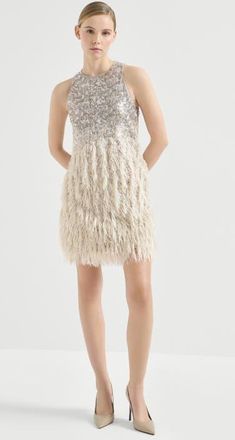 Brunello Cucinelli Dazzling d&eacute;grad&eacute; mini dress in Grey at Nordstrom, Size Xx-Small Eu