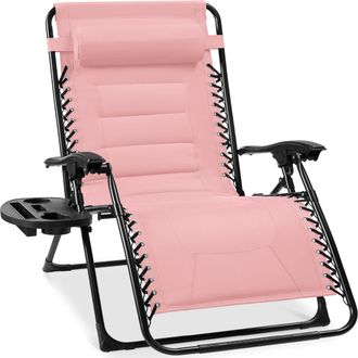 Best Choice Products Oversized Padded Zero Gravity Chair, Folding Outdoor Patio Recliner w/ Side Tray