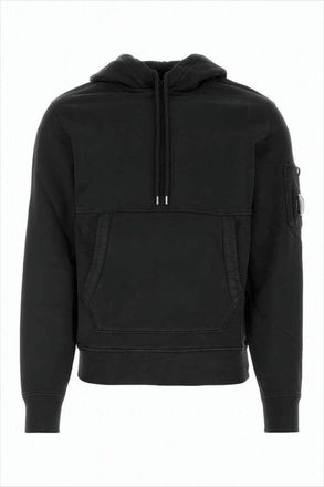 C.P. Company Classic Black Hoodie With Kangaroo Pocket And Signature Detail