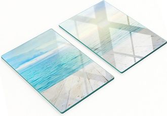 OEM Juego De Tablas De Cocina De Vidrio Templado Con Estampado Marino, 2 X 40 X 52 Cm