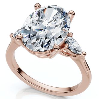 Pompeii3 Certified 4 1/3Ct Oval/Pear Diamond Engagement Ring 14k Gold or Pt Lab Grown
