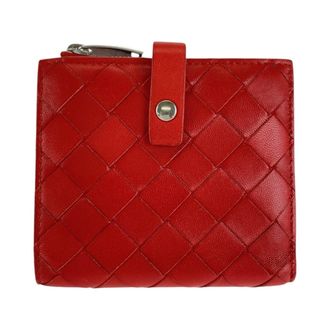 Bottega Veneta Red Color Leather Wallet (Bi-Fold) (Pre-Owned)