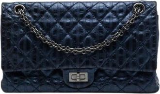 Chanel Pre-owned Vintage Double Flap Shoulder Bag - Dames - Vintage Schoudertas - Blauw - ONE Size - Leer - Vintage