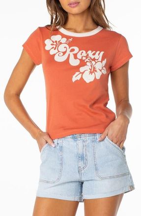 Roxy Hibiscus View 90s Baby Tee in Ginger Spice at Nordstrom, Size Small