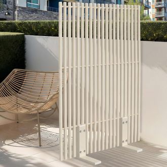 IDMarket Pantalla Perforada Exterior Claustra Decorativa 80 X 150 Cm Lamas Verticales De Metal Beige