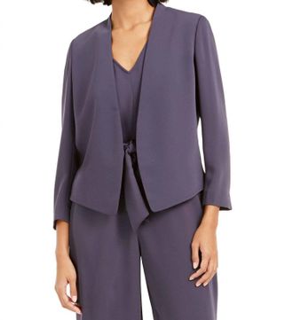 Bar III Womens Collarless Open Front Jacket In Dusk