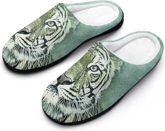 Generic Tiger Pattern Mens Slipper Slip On Winter Warm House Slippers Shoes Indoor Outdoor