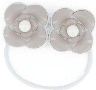 Alexandre de Paris Camelia Graphique Hair Tie in Grey at Nordstrom