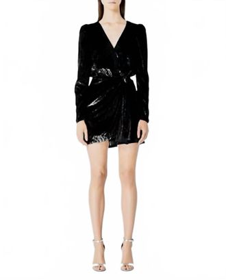 The Kooples Velvet Shine Wrap Dress In Black