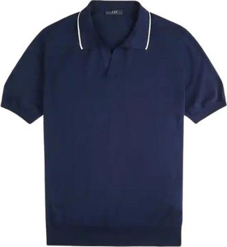 Fay Polo Shirt met V-hals - Heren - Polos - Blauw - L - Katoen - Tops