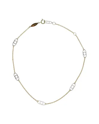 Italian Gold, Inc 10K Interlocking Oval Station Adjustable Anklet