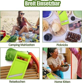 OEM Cortador De Alimentos Reutilizable De Acero Inoxidable - Cortador Manual Tipo Mandolina - Zanahorias, Pepinos, Queso Y M&aacute;s - Verde