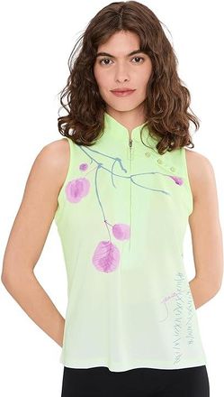 Jamie Sadock Plum Sleeveless Print Top Womens Clothing Yellow : XL, Polyester/Spandex