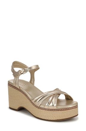 Naturalizer Dovie Ankle Straple Platform Wedge in Light Champagne at Nordstrom, Size 8.5
