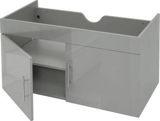 Hhg Nunca Usado] Mueble De Lavabo Hhg 242, Mueble De Lavabo Mueble De Lavabo Mueble De Ba&ntilde;o, Alto Brillo 90cm, Gris